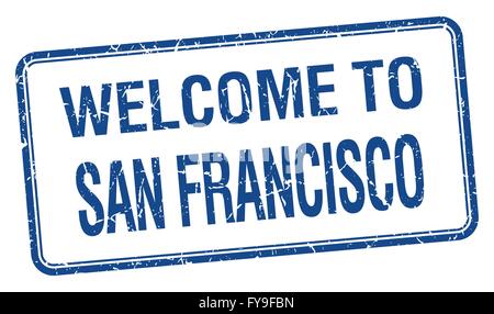 welcome to San Francisco blue grunge square stamp Stock Vector