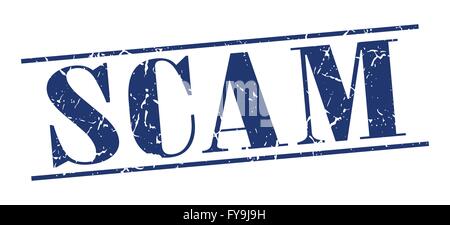scam blue grunge vintage stamp isolated on white background Stock Vector