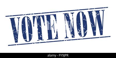 vote now blue grunge vintage stamp isolated on white background Stock Vector