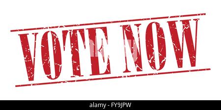 vote now red grunge vintage stamp isolated on white background Stock Vector