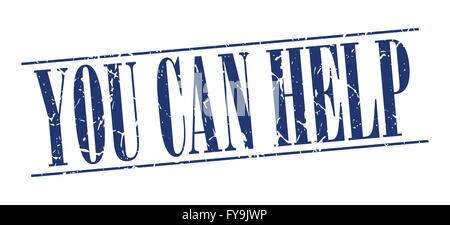 you can help blue grunge vintage stamp isolated on white background Stock Vector