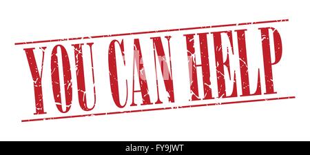 you can help red grunge vintage stamp isolated on white background Stock Vector