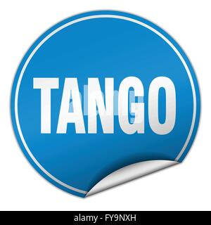 tango round blue sticker isolated on white Stock Vector