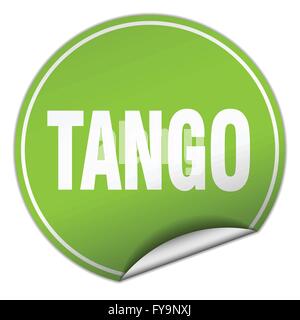 tango round green sticker isolated on white Stock Vector