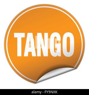 tango round orange sticker isolated on white Stock Vector