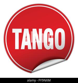 tango round red sticker isolated on white Stock Vector