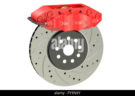 Car disc brake and caliper. 3D rendering isolated on white background Stock Photo