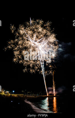 Fireworks to celebrate the patron saint of Noli Stock Photo