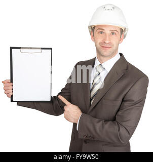 Businessman in helmet Stock Photo