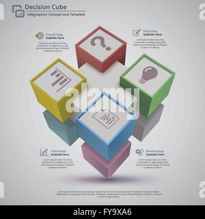 Perspective view of 3d decision cube made with 9 cubes Stock Vector