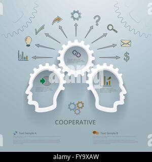 Business Infographic illustration. Brainstorming Workgroup, idea and cooperation Stock Vector