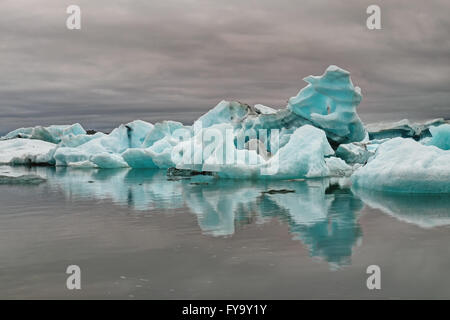 Blue iceberg at the Jokulsarlon glaciar lagoon in Iceland Stock Photo
