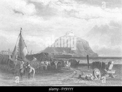 CORNWALL: St Michael's Mount, Cornwall, antique print 1836 Stock Photo