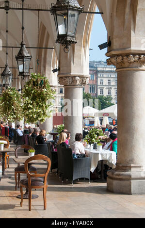 Café at Sukiennice, Renaissance Cloth Hall, on Rynek Glowny or Main Market Square, Krakow, Poland Stock Photo