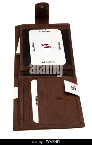 Starhide press stud distressed leather mens brown Wallet Stock Photo