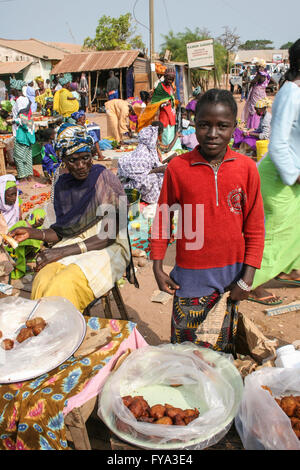 sellers at Tanjih fish market, the biggest African fish market, Gambia, Africa Stock Photo