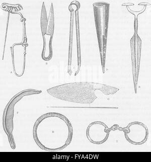 BRONZE AGE: Tools, Weapons, And Ornaments Of The Bronze Age, Old Print ...