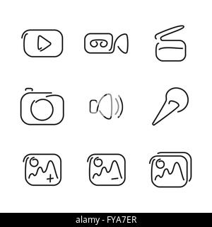 Video and multimedia set icons. Vector illustration. Stock Vector