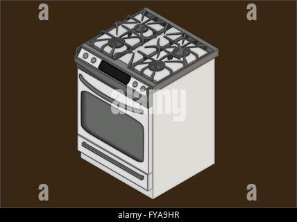 Gas stove isometric flat vector Stock Vector