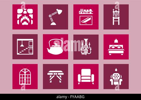 Furnituring, home and decoration icon design set. Vector graphic design furniture assets to improve your artwork in seconds Stock Vector