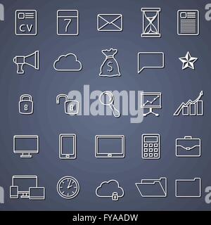 set of thin line flat business icons Stock Vector