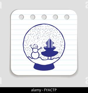 Doodle Snow Ball Icon Stock Vector