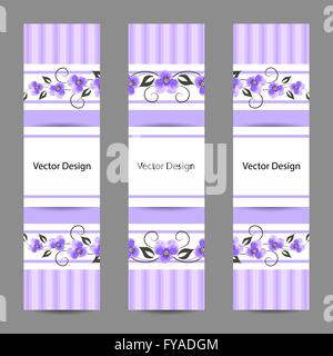 Set of vertical banners with flowers Stock Vector