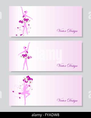 Set of vector banners with ballerinas Stock Vector