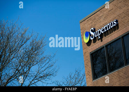 Supernus A logo sign outside of the headquarters of Supernus Pharmaceuticals ...