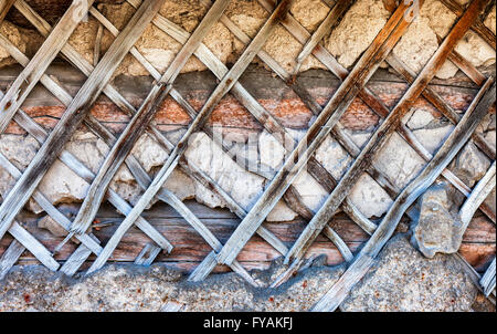 Cracked wooden wall. Grunge style background Stock Photo