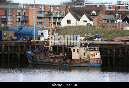 Fishing boat moored at King's Lynn, Norfolk, England. Stock Photo