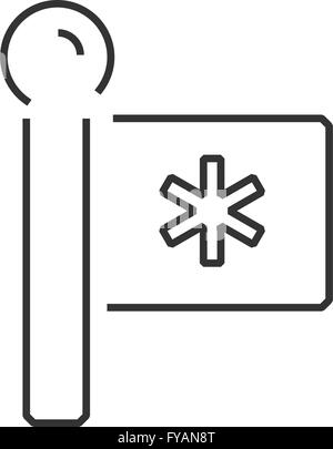 line icon ambulance flag icon Stock Vector