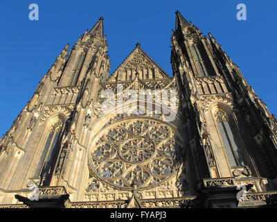 Prague, Czech Republic. Gothic front of St. Vitus Cathedral Stock Photo