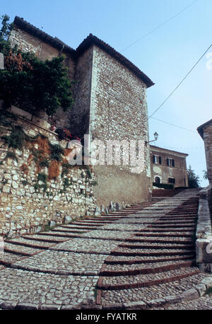 Cordonata in Labro, a medieval hill town in the province of Rieti, Lazio region, Italy. Stock Photo