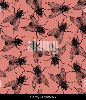 Seamless vector flies pattern Stock Vector