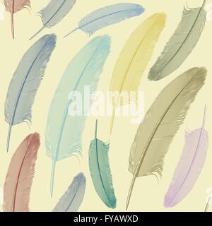 Vector seamless pattern with feathers Stock Vector