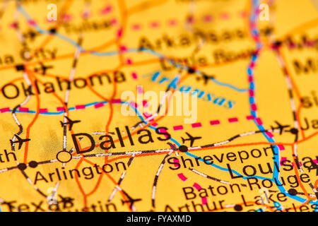 Dallas, City in USA on the World Map Stock Photo