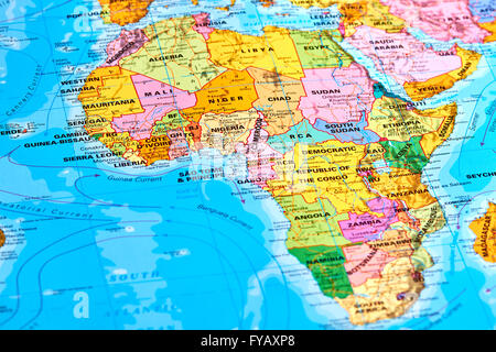 Africa, Oldest Continent on the World Map Stock Photo
