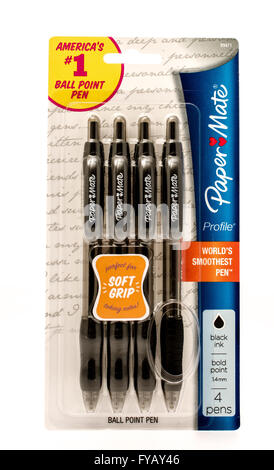 Winneconne, WI -27 Sept 2015:  Package of Paper Mate profile gel pens. Stock Photo