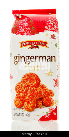 Winneconne, WI - 24 Dec 2015:  Bag of Pepperidge Farm gingerman cookies. Stock Photo