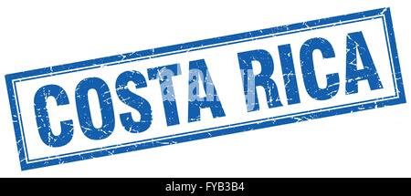 Costa Rica blue square grunge stamp on white Stock Vector