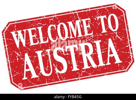 welcome to Austria red square grunge stamp Stock Vector