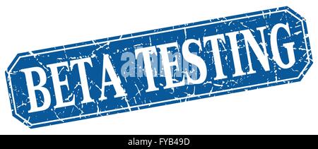 beta testing blue square vintage grunge isolated sign Stock Vector