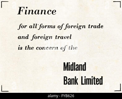 1940s original old vintage magazine advert from the WWW2 postwar era dated 1947. Advertisement advertising Midland Bank Limited. Stock Photo