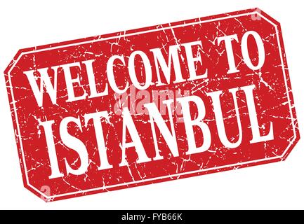 welcome to Istanbul red square grunge stamp Stock Vector