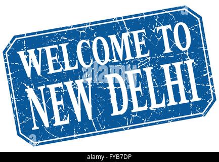 welcome to New Delhi blue square grunge stamp Stock Vector