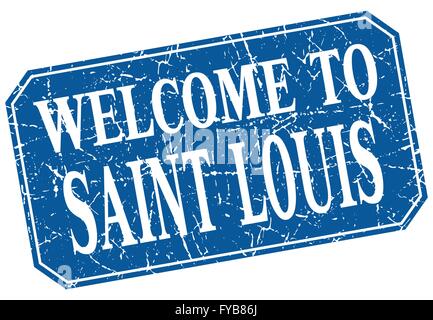 welcome to Saint Louis blue square grunge stamp Stock Vector