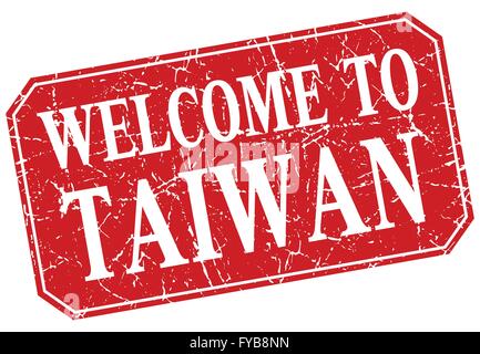 welcome to Taiwan red square grunge stamp Stock Vector