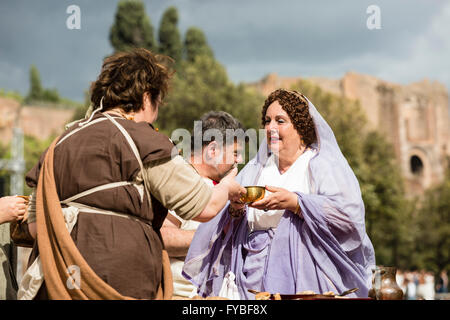 Re-enactors in costume celebrate the 2769th anniversary of the founding of Rome on 21st April 753 B.C. Stock Photo