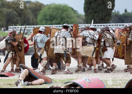 Re-enactors in costume celebrate the 2769th anniversary of the founding of Rome on 21st April 753 B.C. Stock Photo